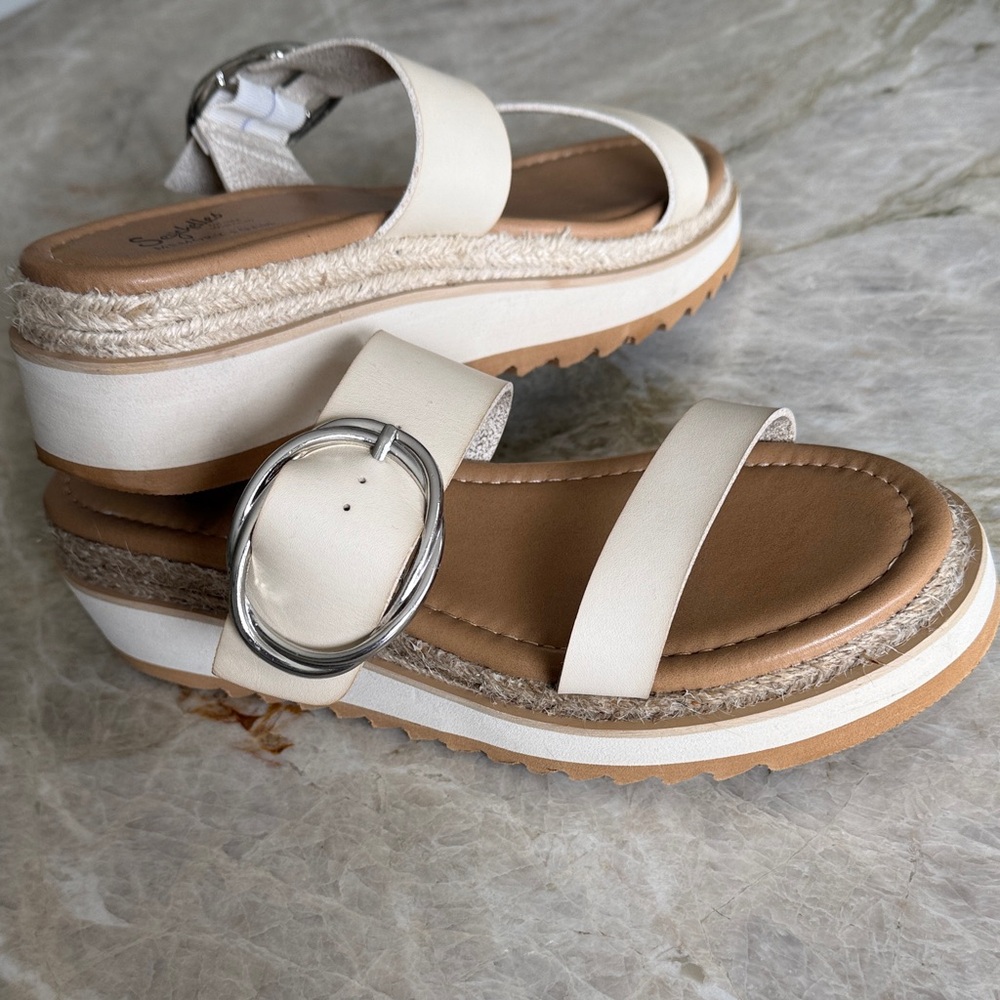 Seychelles Jaycie NWOT Cream Memory Foam Platform Sandals Buckle 8.5 - Picture 2 of 10